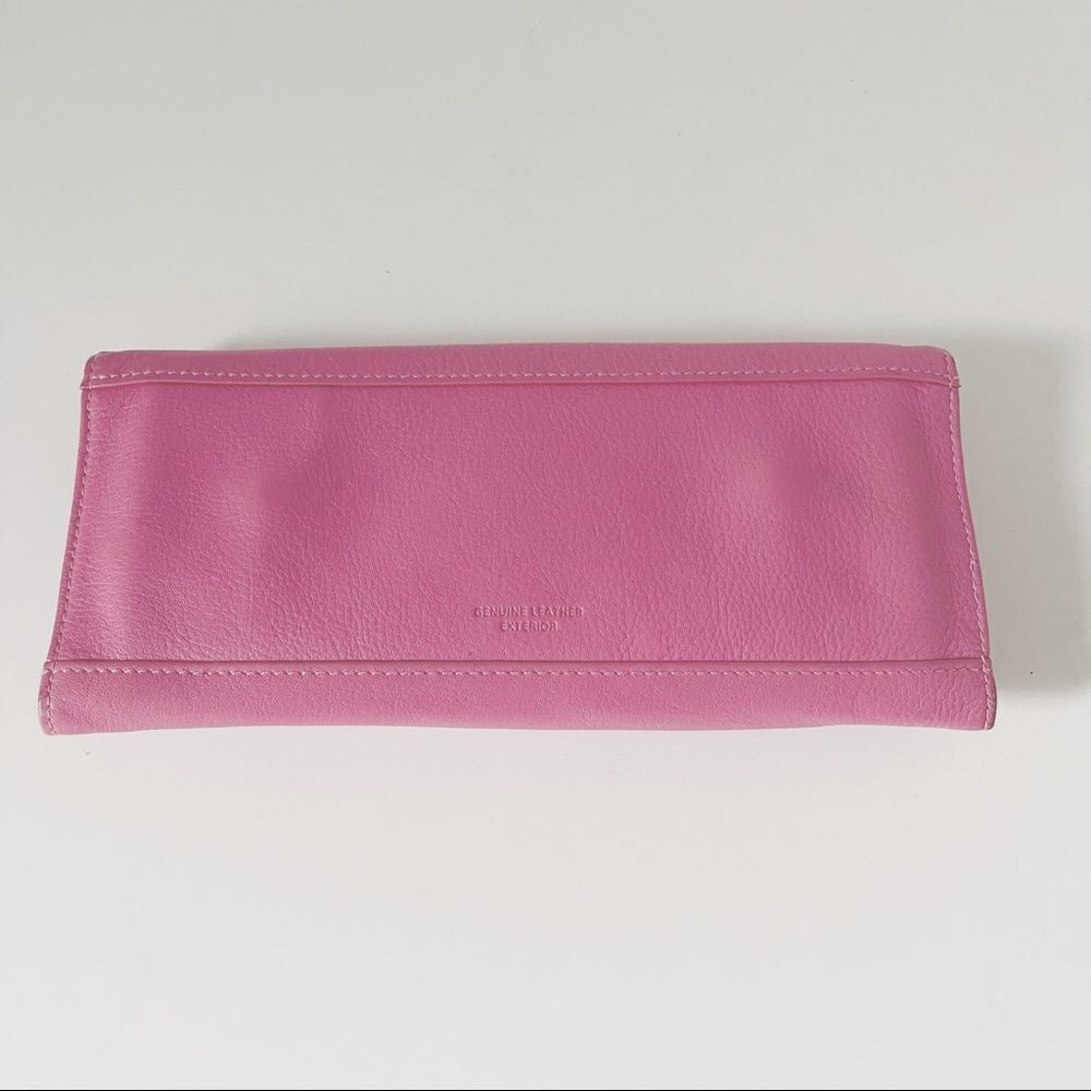 Tri Fold Pink Leather Travel Jewelry organizer